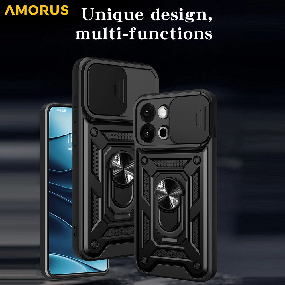 AMORUS För OnePlus 13s 5G / 13T 5G Skal Stativ PC + TPU mobilskal med Kameralinsreglage