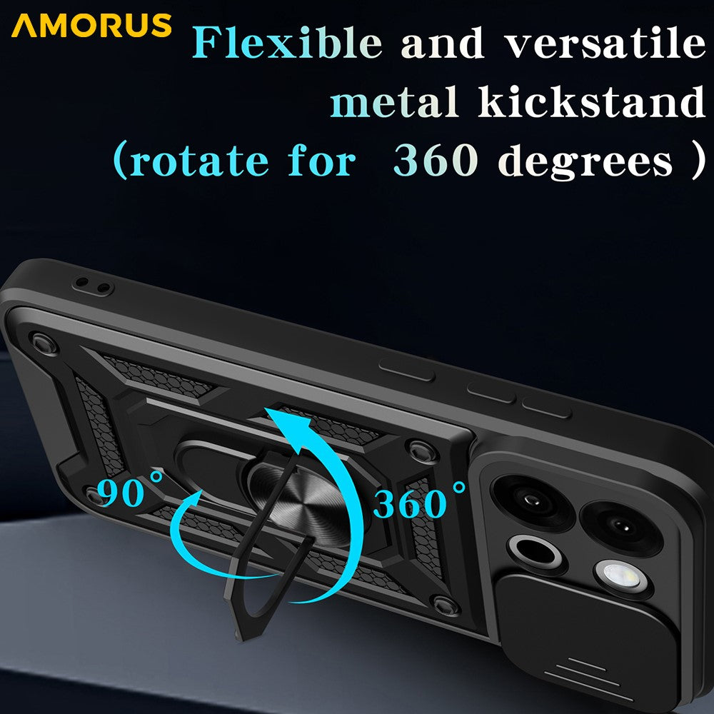 AMORUS För OnePlus 13s 5G / 13T 5G Skal Stativ PC + TPU mobilskal med Kameralinsreglage