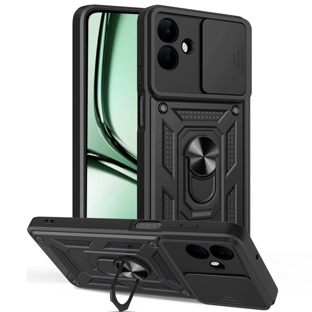 AMORUS til Samsung Galaxy A08 5G / A08 4G / A07 5G / A07 4G etui Kickstand PC + TPU telefoncover med kameralinse skyder