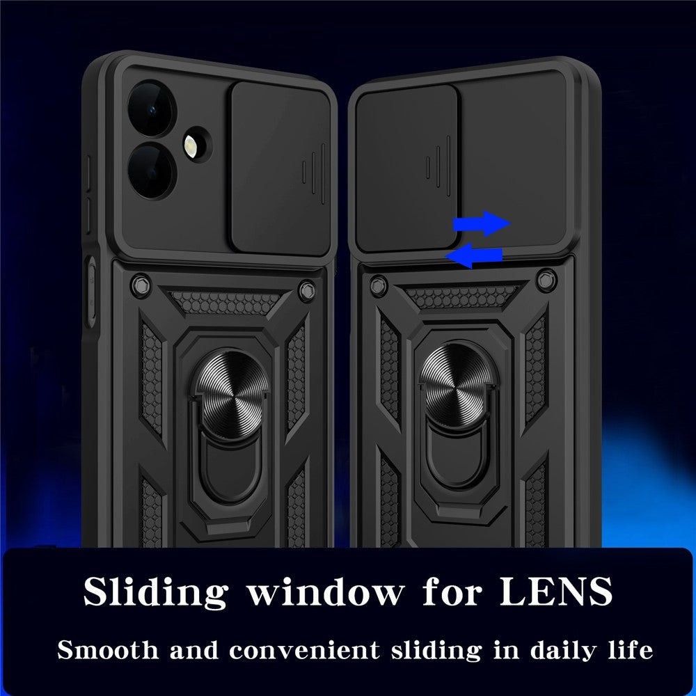 AMORUS til Samsung Galaxy A08 5G / A08 4G / A07 5G / A07 4G etui Kickstand PC + TPU telefoncover med kameralinse skyder