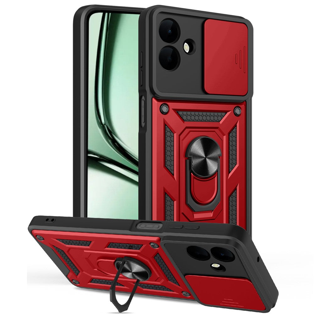 AMORUS til Samsung Galaxy A08 5G / A08 4G / A07 5G / A07 4G etui Kickstand PC + TPU telefoncover med kameralinse skyder