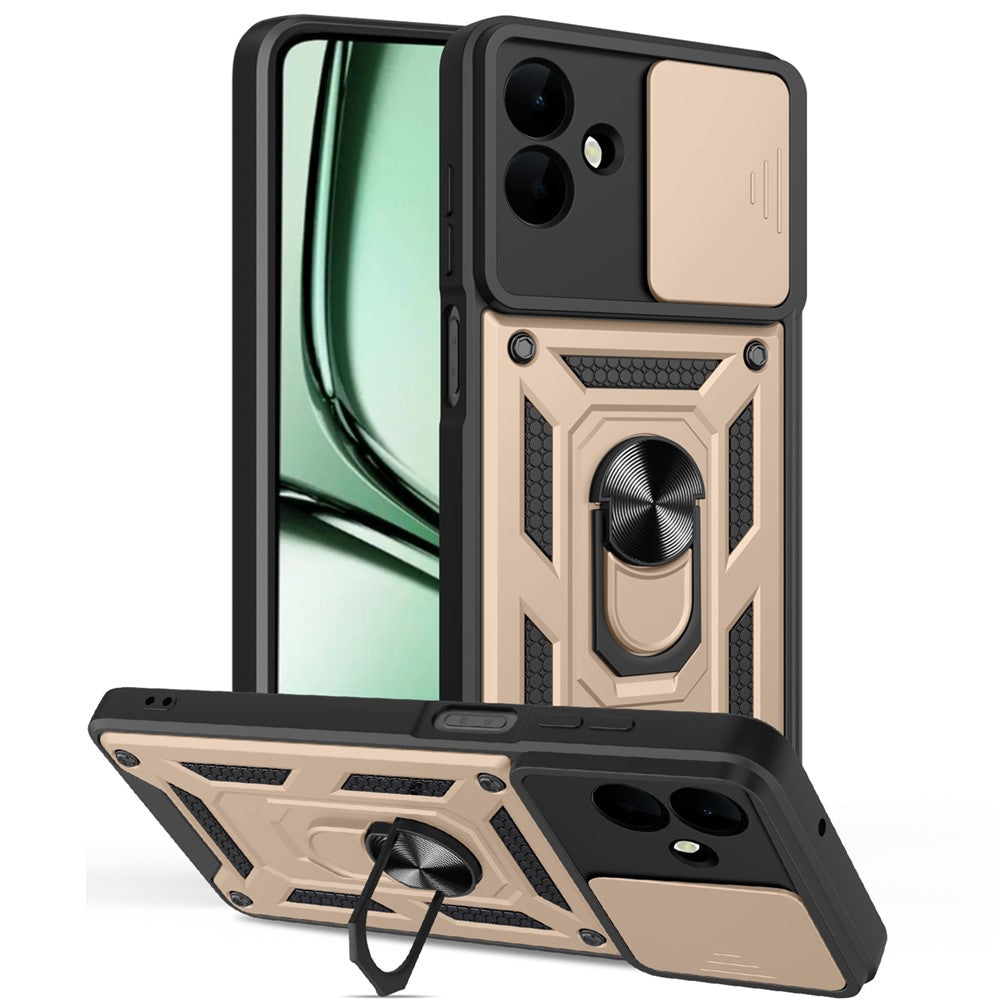 AMORUS til Samsung Galaxy A08 5G / A08 4G / A07 5G / A07 4G etui Kickstand PC + TPU telefoncover med kameralinse skyder