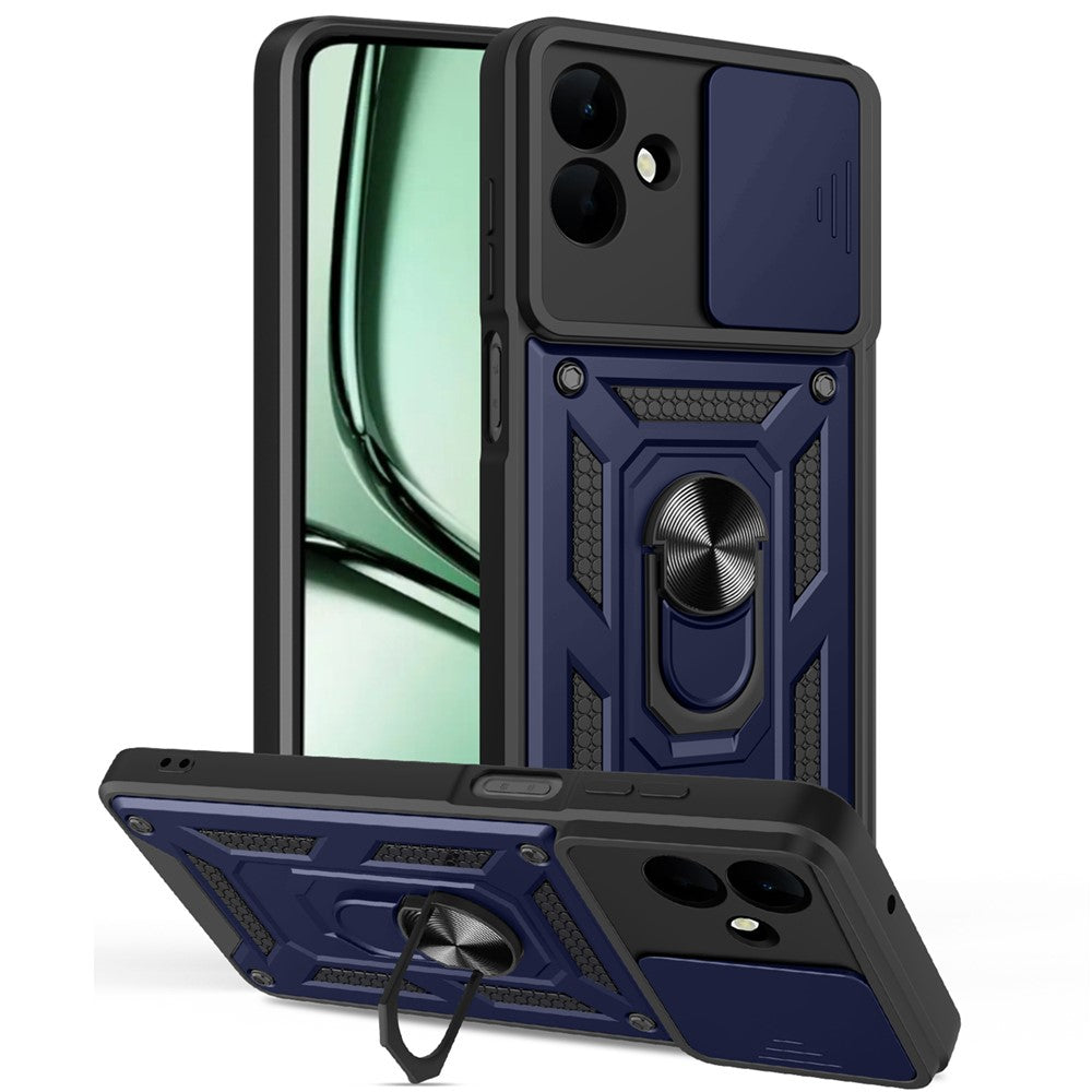 AMORUS til Samsung Galaxy A08 5G / A08 4G / A07 5G / A07 4G etui Kickstand PC + TPU telefoncover med kameralinse skyder