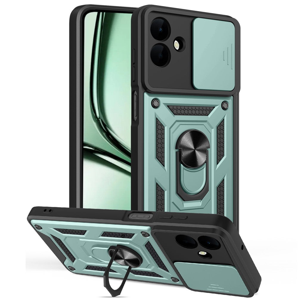 AMORUS til Samsung Galaxy A08 5G / A08 4G / A07 5G / A07 4G etui Kickstand PC + TPU telefoncover med kameralinse skyder