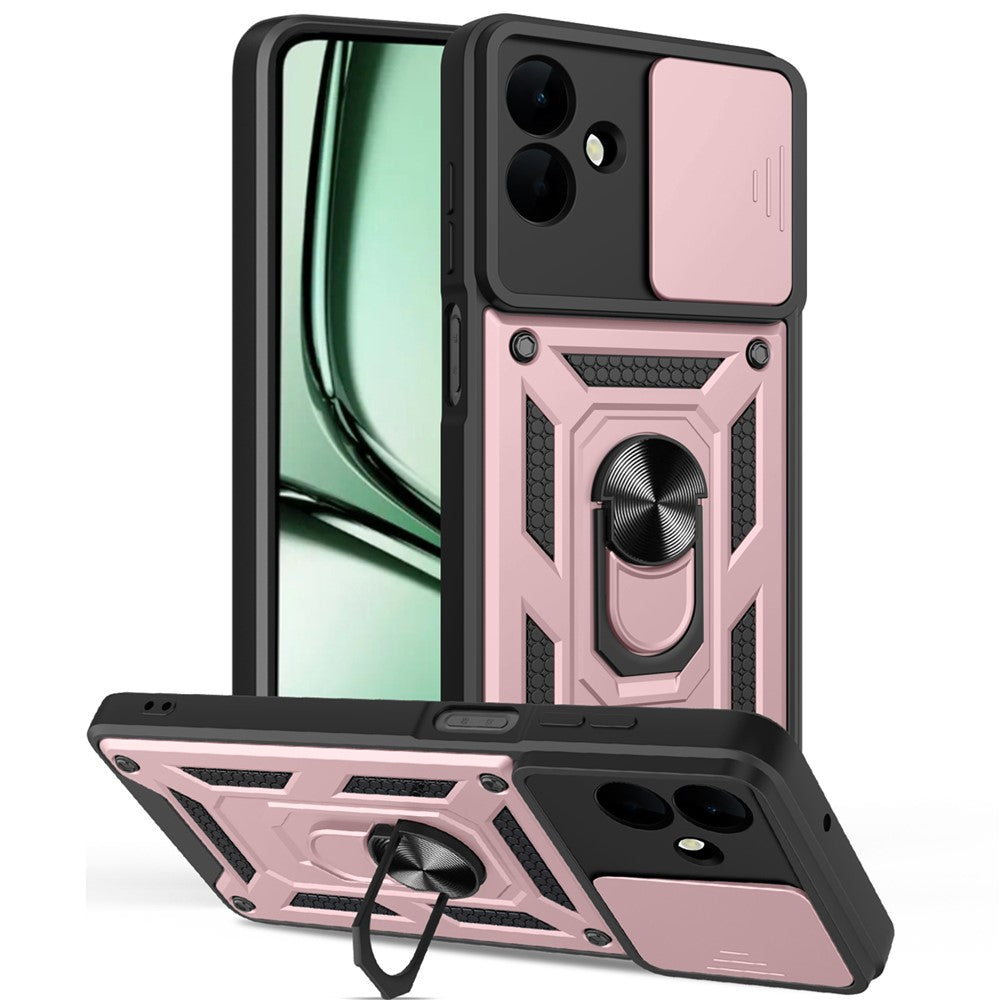 AMORUS til Samsung Galaxy A08 5G / A08 4G / A07 5G / A07 4G etui Kickstand PC + TPU telefoncover med kameralinse skyder