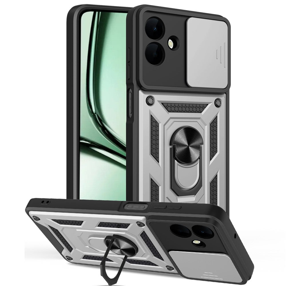 AMORUS til Samsung Galaxy A08 5G / A08 4G / A07 5G / A07 4G etui Kickstand PC + TPU telefoncover med kameralinse skyder
