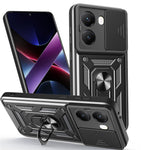 AMORUS Kickstand Case for Xiaomi Redmi Turbo 4 5G / Poco X7 Pro 5G PC + TPU Phone Cover with Camera Lens Slider