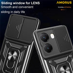 AMORUS Kickstand Case for Xiaomi Redmi Turbo 4 5G / Poco X7 Pro 5G PC + TPU Phone Cover with Camera Lens Slider