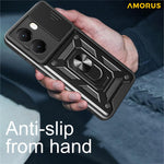 AMORUS Kickstand Case for Xiaomi Redmi Turbo 4 5G / Poco X7 Pro 5G PC + TPU Phone Cover with Camera Lens Slider