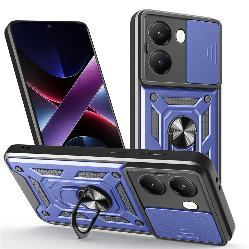 AMORUS Kickstand Case for Xiaomi Redmi Turbo 4 5G / Poco X7 Pro 5G PC + TPU Phone Cover with Camera Lens Slider
