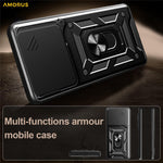 AMORUS For Honor 400 Lite 5G Case Kickstand PC + TPU Phone Cover with Camera Lens Slider