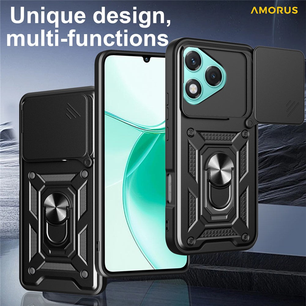 AMORUS For Honor 400 Lite 5G Case Kickstand PC + TPU Phone Cover with Camera Lens Slider