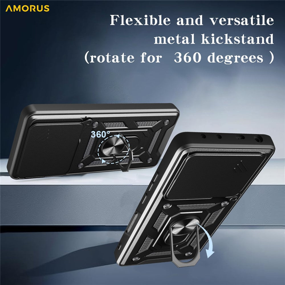 AMORUS For Honor 400 Lite 5G Case Kickstand PC + TPU Phone Cover with Camera Lens Slider