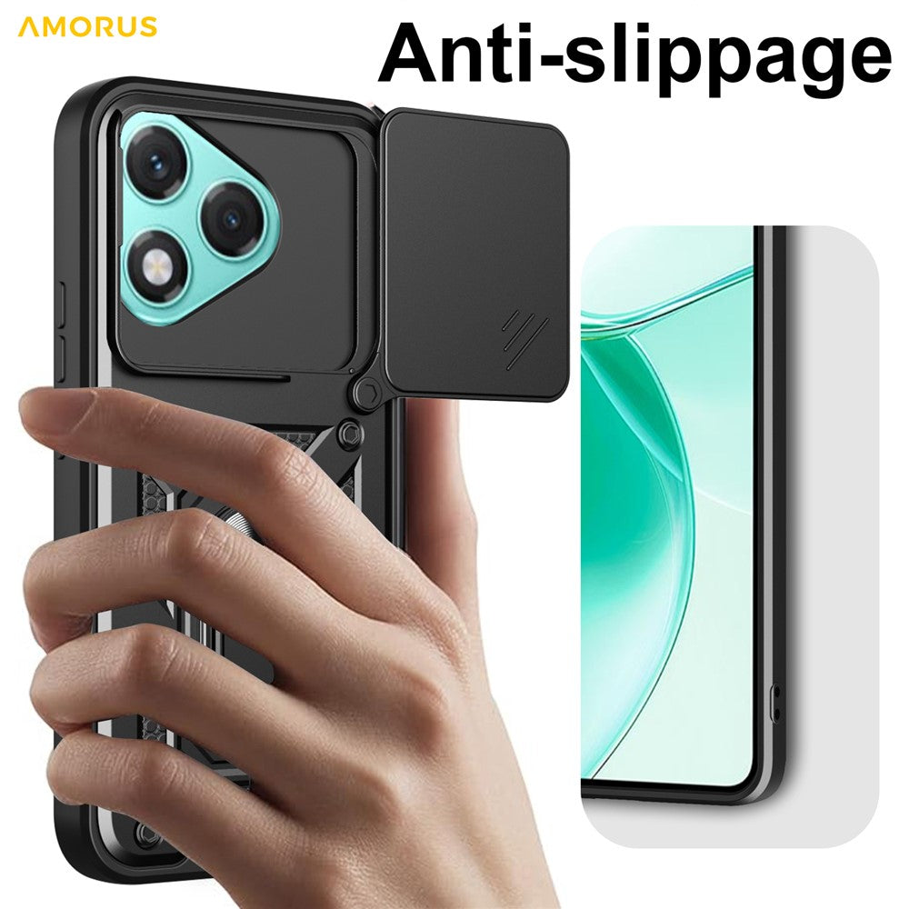 AMORUS For Honor 400 Lite 5G Case Kickstand PC + TPU Phone Cover with Camera Lens Slider