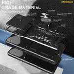 AMORUS For Honor 400 Lite 5G Case Kickstand PC + TPU Phone Cover with Camera Lens Slider
