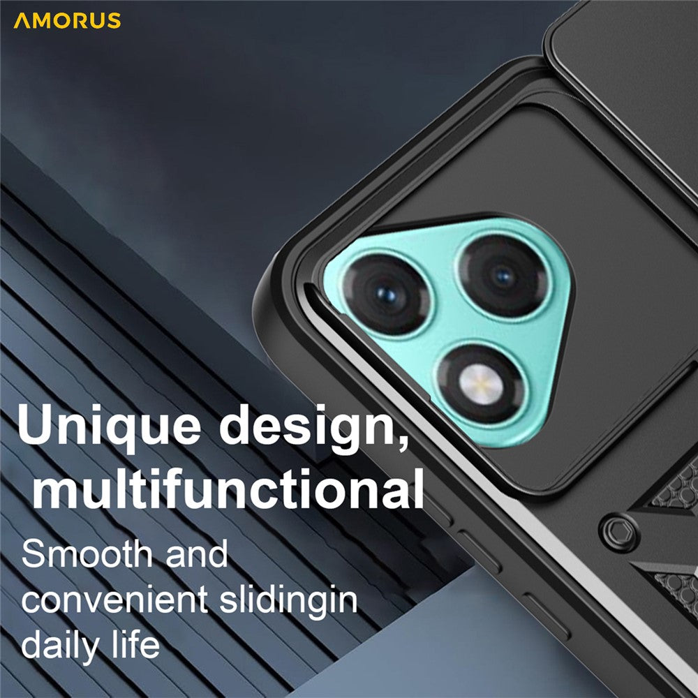 AMORUS For Honor 400 Lite 5G Case Kickstand PC + TPU Phone Cover with Camera Lens Slider