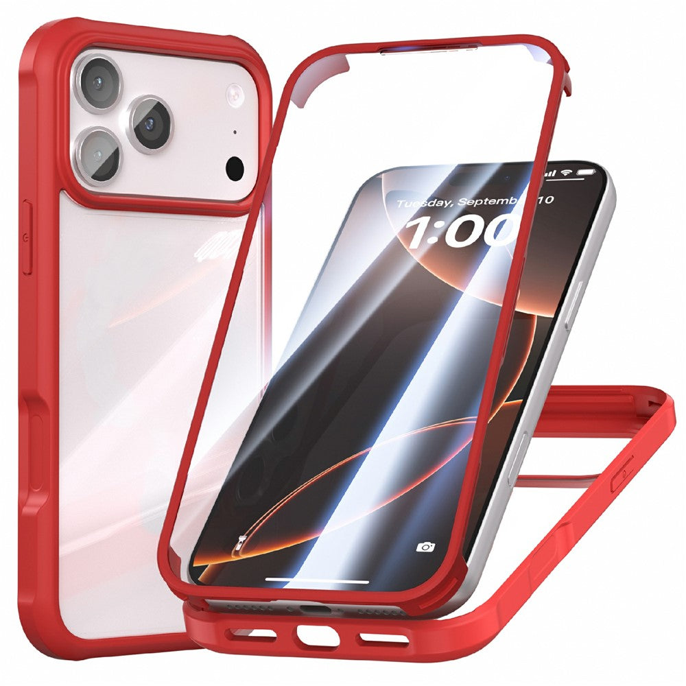 For iPhone 18 Pro Max / 17 Pro Max Case Double-Sided Tempered Glass + Silicone + TPU Phone Cover