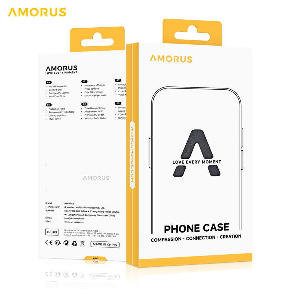 AMORUS til Samsung Galaxy S24 FE cover med støttefod PC + TPU telefoncover med skydelåg til kameralinse