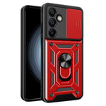 AMORUS til Samsung Galaxy S24 FE cover med støttefod PC + TPU telefoncover med skydelåg til kameralinse