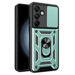 AMORUS til Samsung Galaxy S24 FE cover med støttefod PC + TPU telefoncover med skydelåg til kameralinse