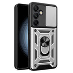 AMORUS til Samsung Galaxy S24 FE cover med støttefod PC + TPU telefoncover med skydelåg til kameralinse