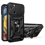 AMORUS For iPhone 16 Pro Case Kickstand PC + TPU Phone Cover with Camera Lens Slider