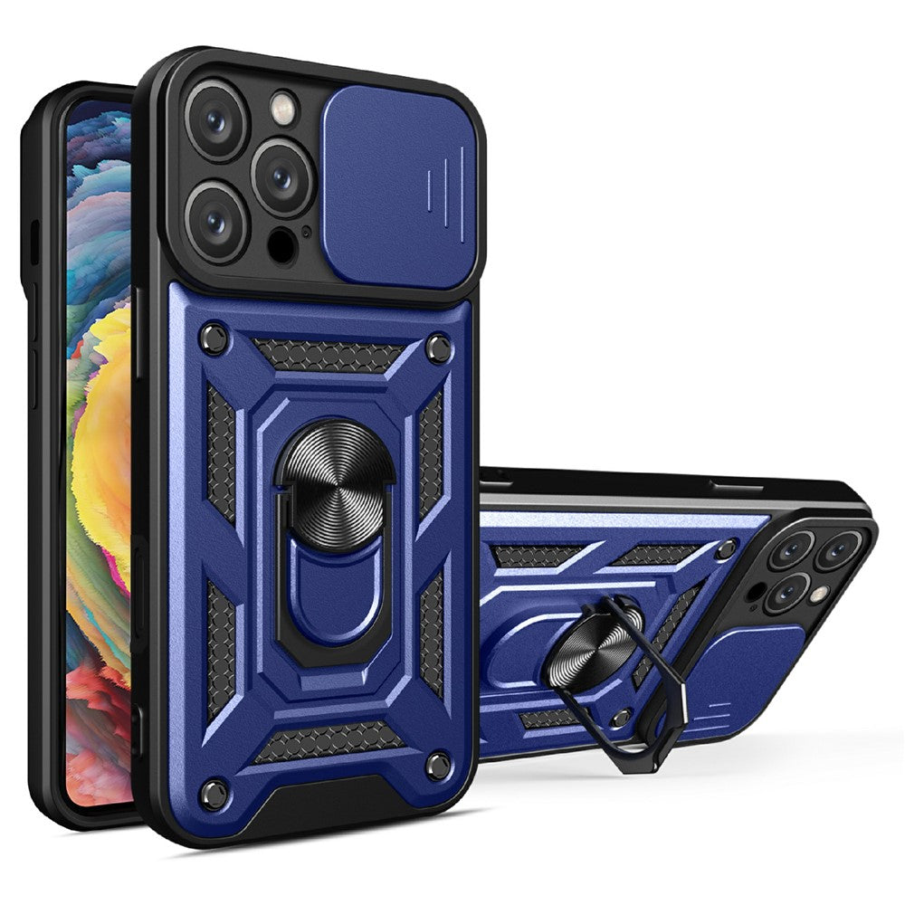 AMORUS For iPhone 16 Pro Max Case Kickstand PC + TPU Phone Cover with Camera Lens Slider