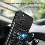 AMORUS For iPhone 16 Pro Max Case Kickstand PC + TPU Phone Cover with Camera Lens Slider