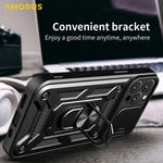 AMORUS For iPhone 16 Pro Max Case Kickstand PC + TPU Phone Cover with Camera Lens Slider