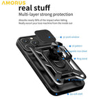 AMORUS For iPhone 16 Pro Max Case Kickstand PC + TPU Phone Cover with Camera Lens Slider