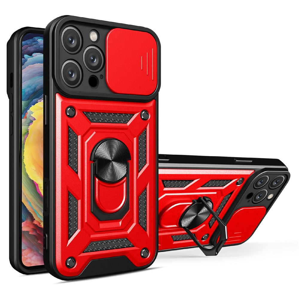 AMORUS For iPhone 16 Pro Max Case Kickstand PC + TPU Phone Cover with Camera Lens Slider