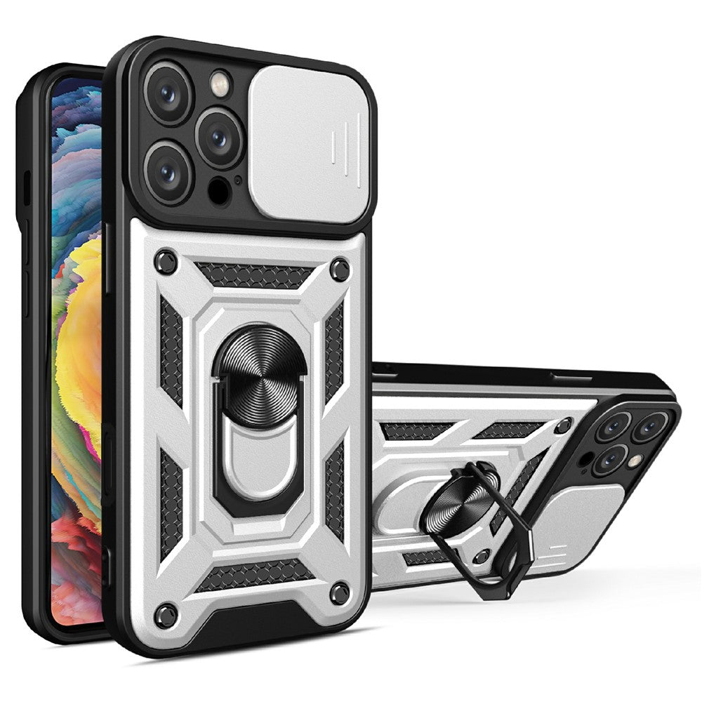AMORUS For iPhone 16 Pro Max Case Kickstand PC + TPU Phone Cover with Camera Lens Slider