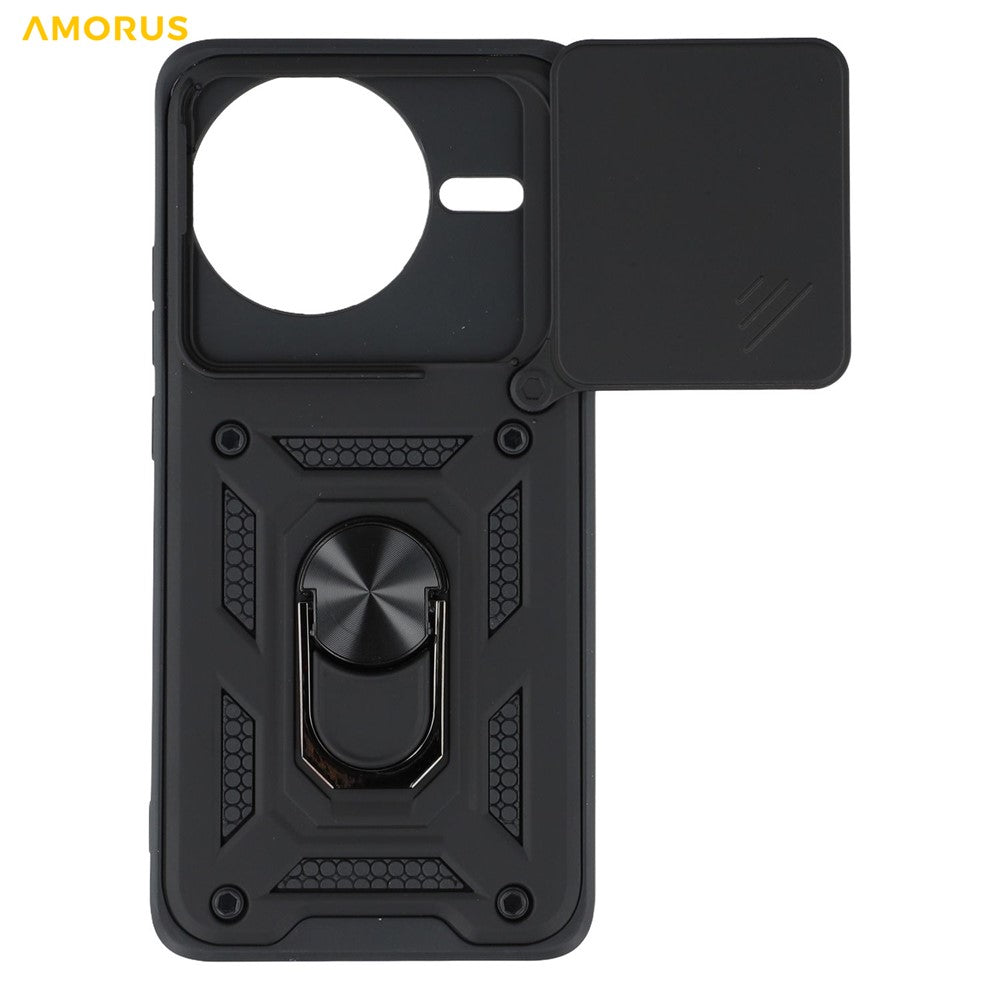 AMORUS Kickstand Case For Xiaomi Redmi K80 5G / Poco F7 Pro 5G PC + TPU Phone Cover with Camera Lens Slider