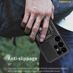 AMORUS For Samsung Galaxy S25 Ultra Case Kickstand PC + TPU Phone Cover with Camera Lens Slider