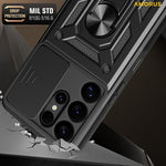 AMORUS For Samsung Galaxy S25 Ultra Case Kickstand PC + TPU Phone Cover with Camera Lens Slider
