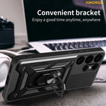 AMORUS For Samsung Galaxy S25 Ultra Case Kickstand PC + TPU Phone Cover with Camera Lens Slider