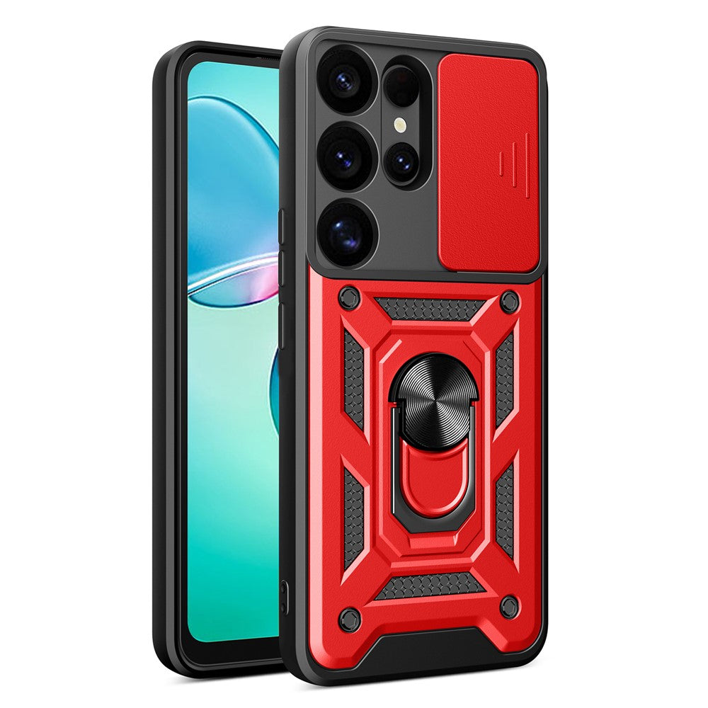 AMORUS For Samsung Galaxy S25 Ultra Case Kickstand PC + TPU Phone Cover with Camera Lens Slider