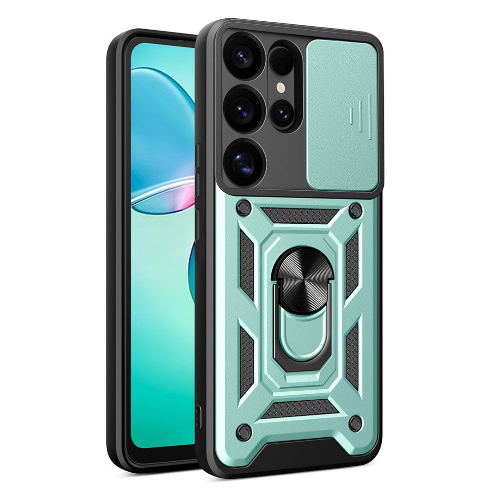 AMORUS For Samsung Galaxy S25 Ultra Case Kickstand PC + TPU Phone Cover with Camera Lens Slider