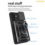 AMORUS For Samsung Galaxy S25+ Case Kickstand PC + TPU Phone Cover with Camera Lens Slider