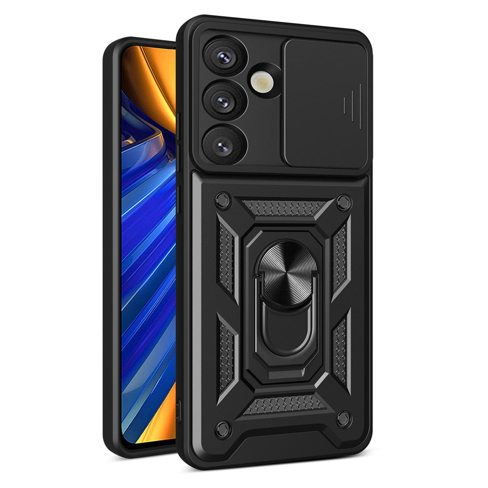 AMORUS For Samsung Galaxy S25+ Case Kickstand PC + TPU Phone Cover with Camera Lens Slider