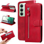 For Xiaomi Redmi 15 4G (EU) (171mm) PU Leather Cases with Zipper Pocket Wallet Phone Cover Stand