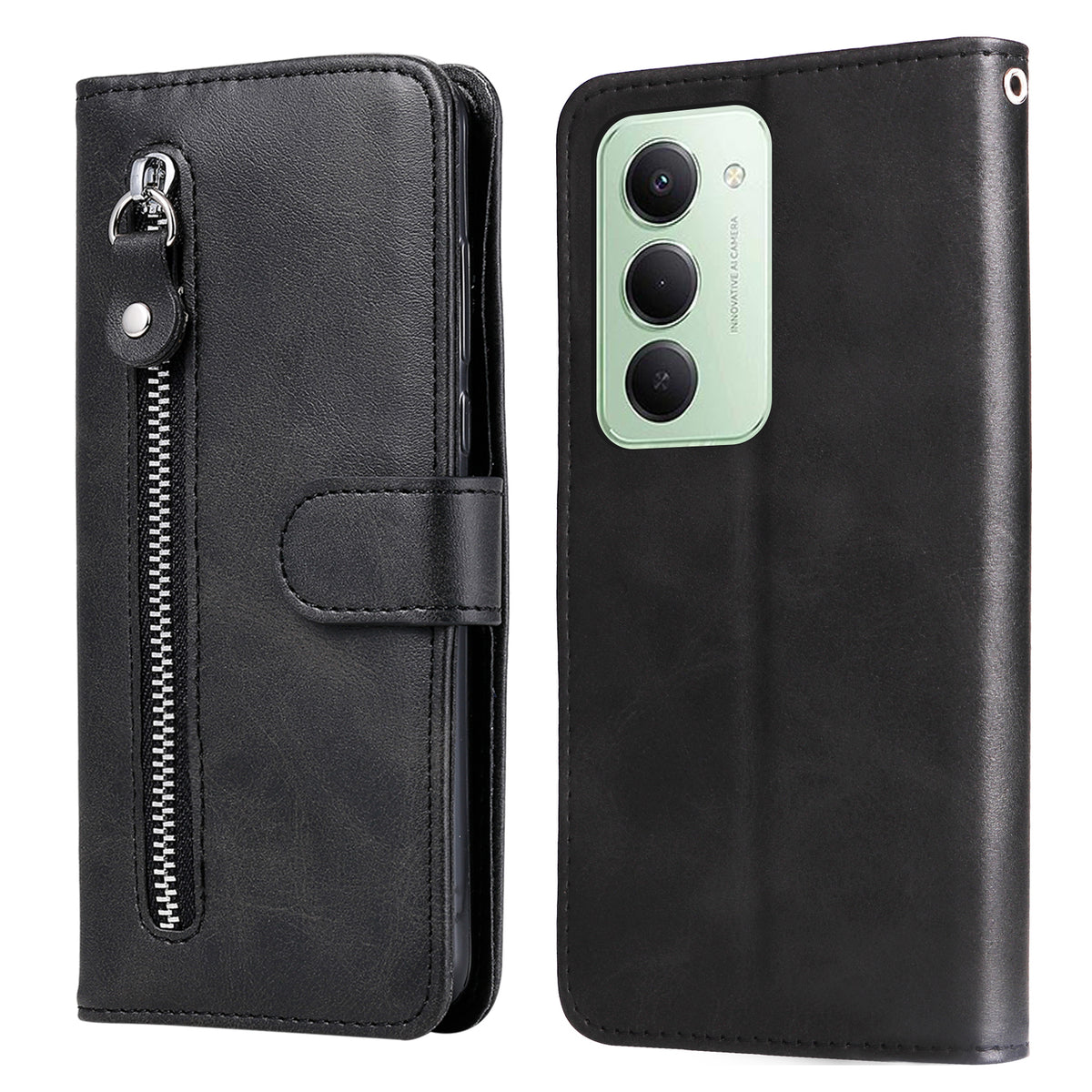 For Xiaomi Redmi 15 4G (EU) (171mm) PU Leather Cases with Zipper Pocket Wallet Phone Cover Stand