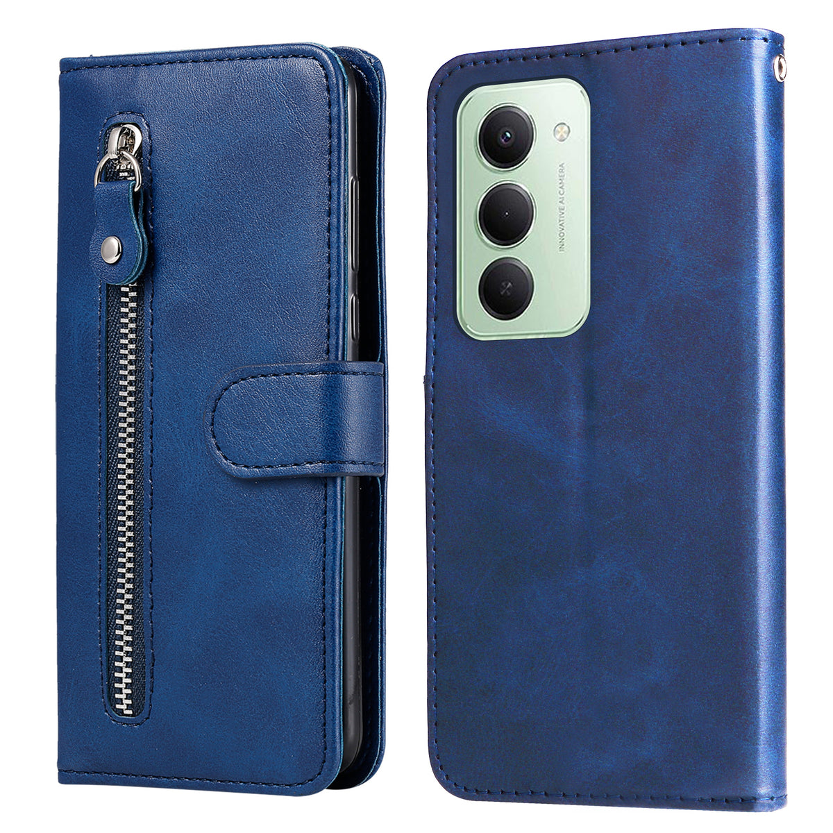 For Xiaomi Redmi 15 4G (EU) (171mm) PU Leather Cases with Zipper Pocket Wallet Phone Cover Stand