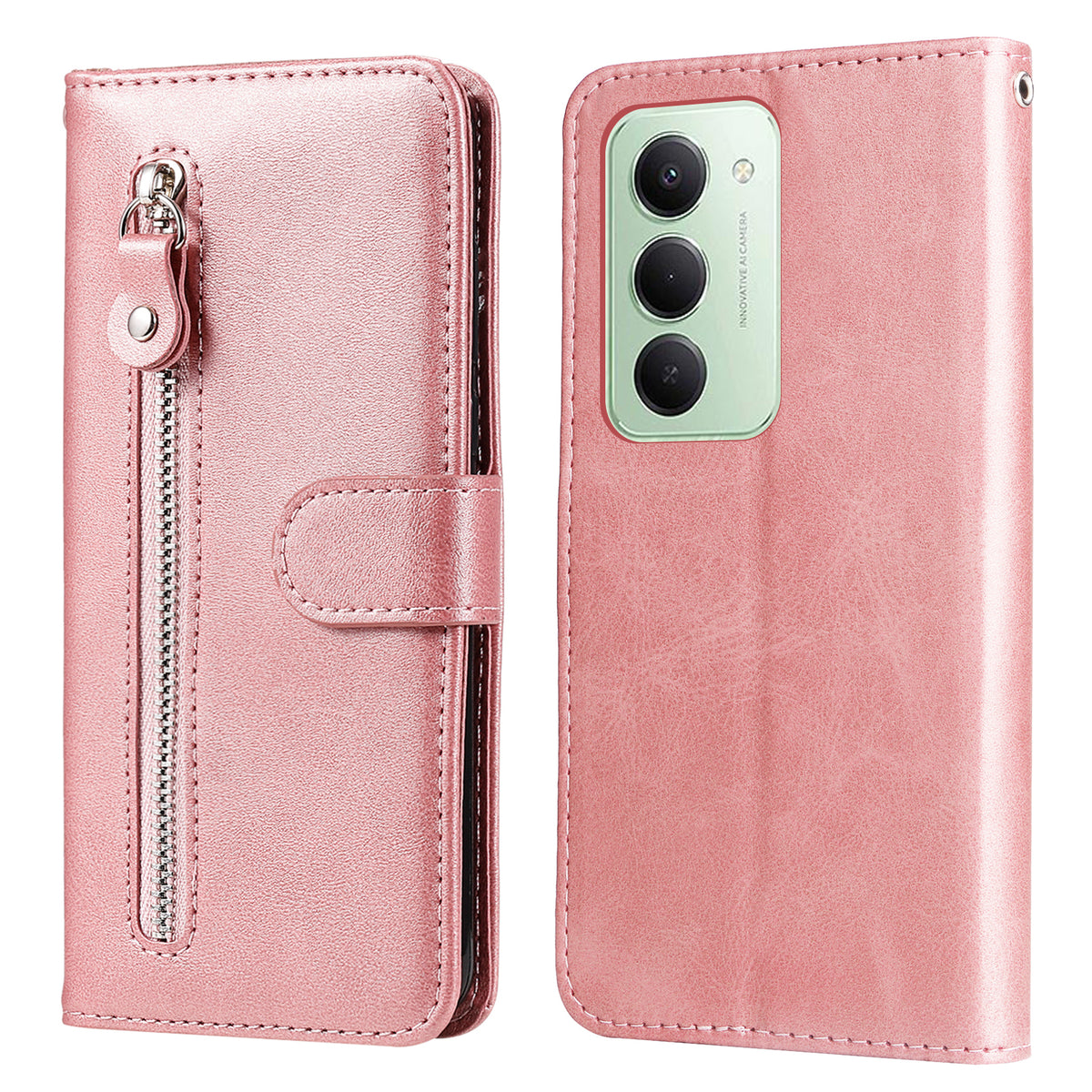 For Xiaomi Redmi 15 4G (EU) (171mm) PU Leather Cases with Zipper Pocket Wallet Phone Cover Stand