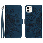 Skin-Touch Feeling Flip Phone Case for iPhone 11 6.1 inch, Imprinted Sunflower Stand Anti-drop PU Leather Magnetic Wallet Cover with Strap