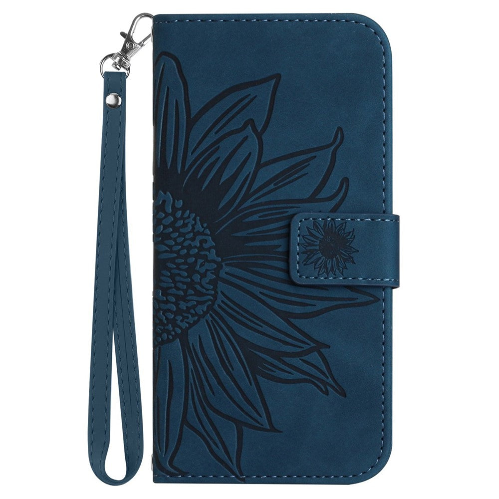 Skin-Touch Feeling Flip Phone Case for iPhone 11 6.1 inch, Imprinted Sunflower Stand Anti-drop PU Leather Magnetic Wallet Cover with Strap