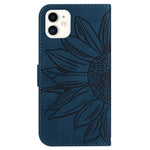 Skin-Touch Feeling Flip Phone Case for iPhone 11 6.1 inch, Imprinted Sunflower Stand Anti-drop PU Leather Magnetic Wallet Cover with Strap