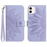Skin-Touch Feeling Flip Phone Case for iPhone 11 6.1 inch, Imprinted Sunflower Stand Anti-drop PU Leather Magnetic Wallet Cover with Strap