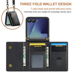 DG.MING M5 Series for Samsung Galaxy Z Flip7 5G Case RFID Blocking Card Slots Leather + PC Phone Cover