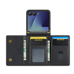 DG.MING M5 Series for Samsung Galaxy Z Flip7 5G Case RFID Blocking Card Slots Leather + PC Phone Cover